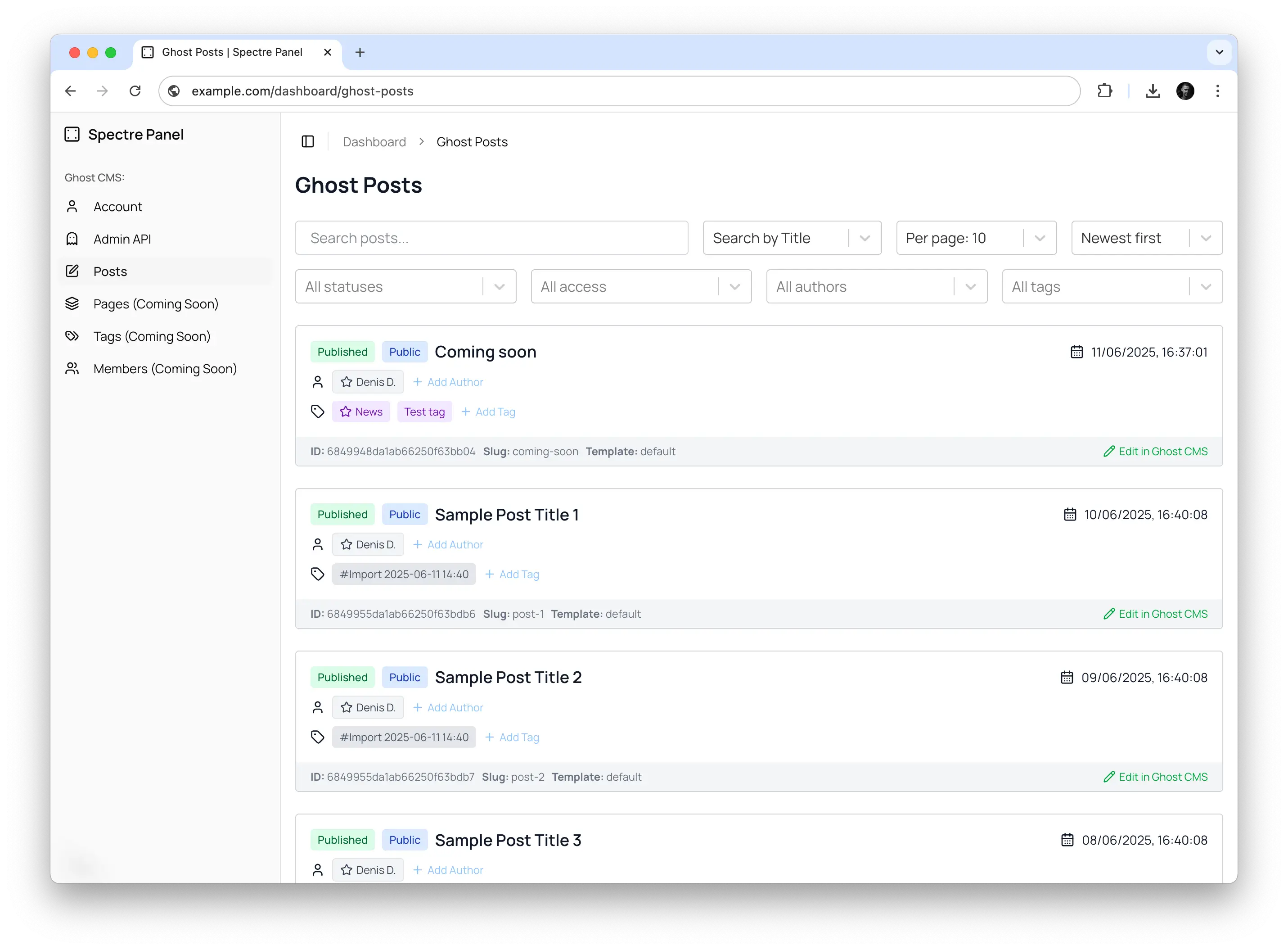 Spectre Panel UI